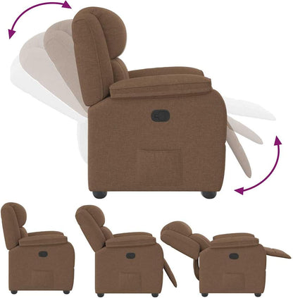 Gecheer Recliner Chair Brown Fabric TV Chair with Reclining Function, Manual Reclining Function - QUORE