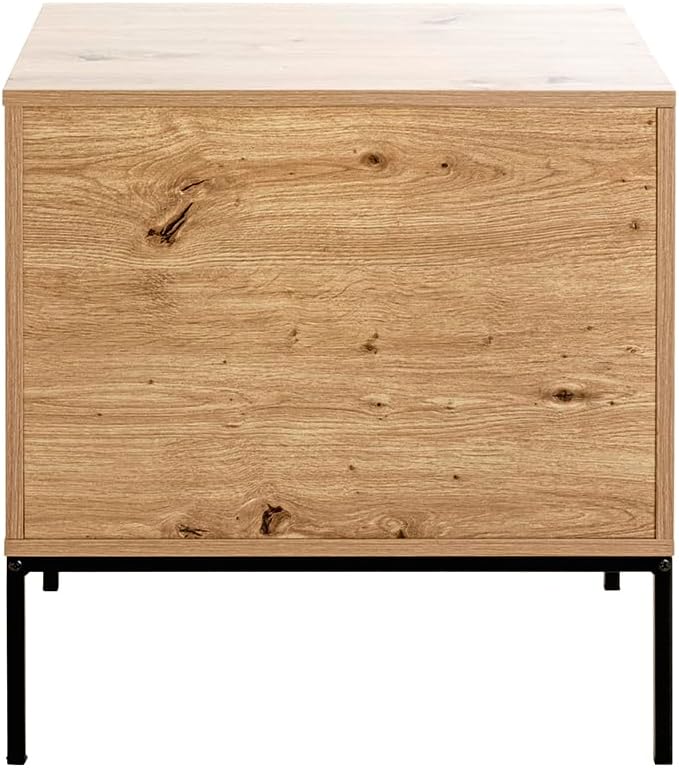 HAKU Console eiken, zwart, MDF, metaal - Maat: B 55 cm x H 60 cm x D 42 cm, Stijl: Modern