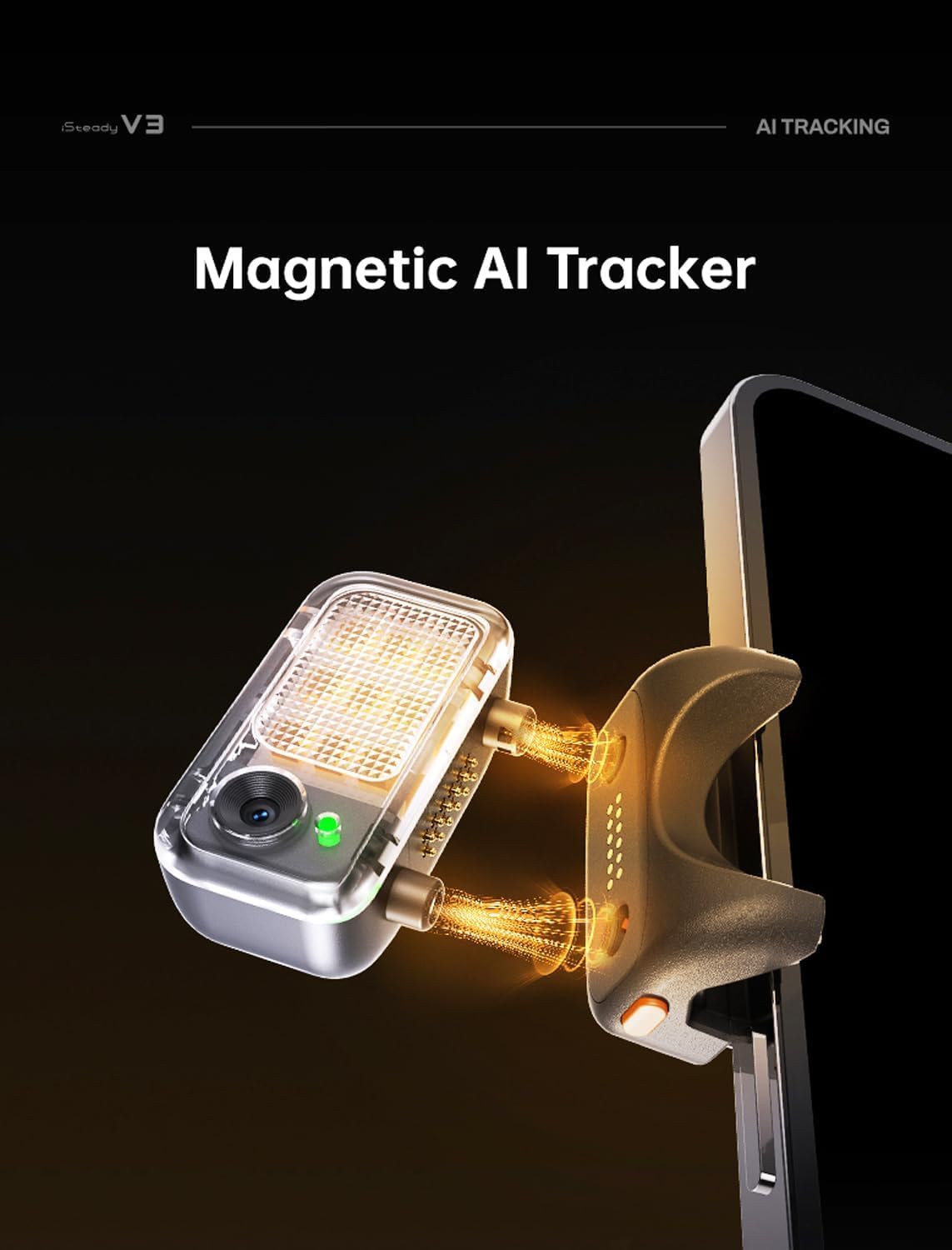 Hohem iSteady V3 draagbare telefoonstabilisator met AI-tracker, afneembare afstandsbediening, verlengstang/statief, 3-assige stabilisatie, 3-kleuren vullicht