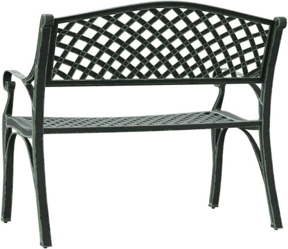 Tuinbank, 102 cm, gegoten aluminium, groen, zitbank, parkbank, balkonbank, outdoor bank voor tuin, terras, balkon - QUORE
