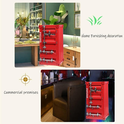 Metal Locker Cabinet Industrial Style - Creative Container Bedside Storage Cabinets For Home, Restaurant, Bar, Gym - Metal Storage Cabinet With Drawer(Color:C) - QUORE