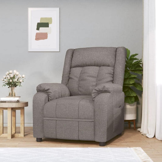 Relaxstoel taupe stof tv-stoel met ligfunctie, enkele ligstoel, relaxstoel voor woonkamer, slaapkamer A2 - QUORE