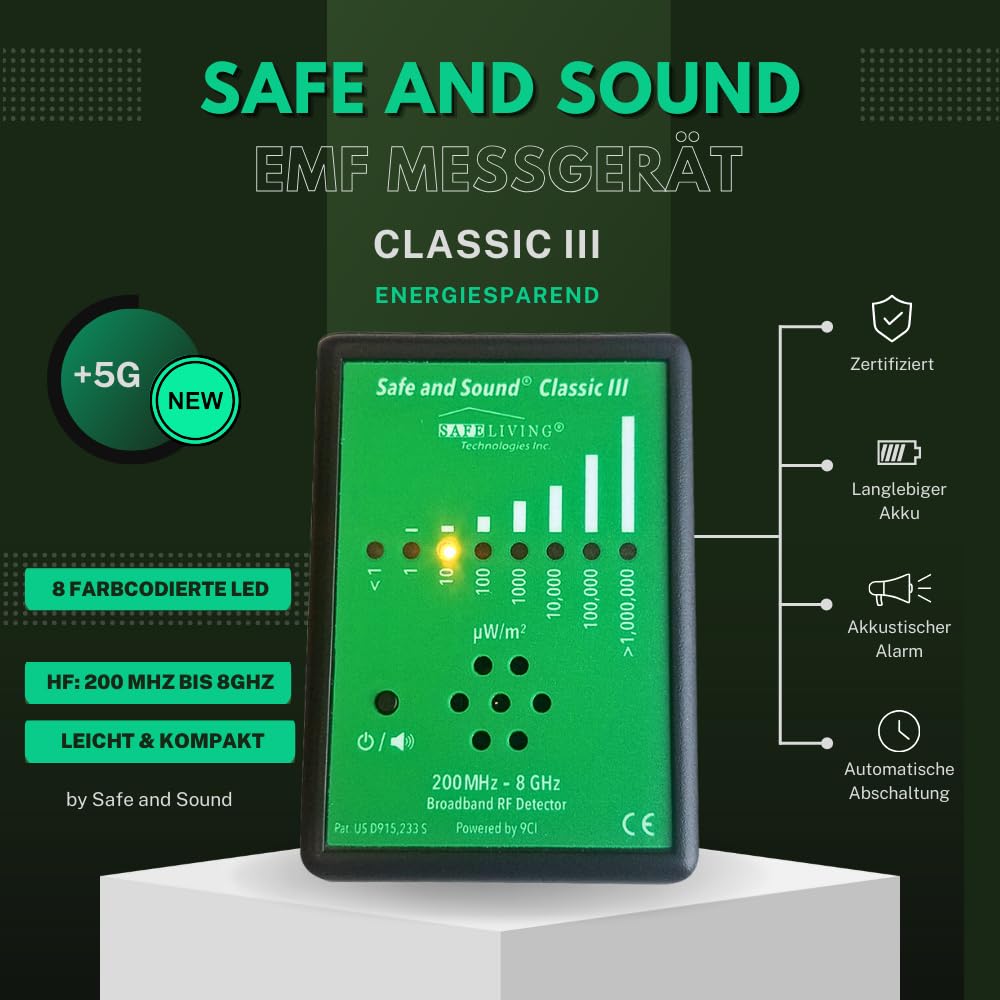 Safe and Sound Classic III HF-Detector | Meting van elektromagnetische straling | Stralingsdetector voor elektromagnetische velden | EMF-meetapparaat | 5G