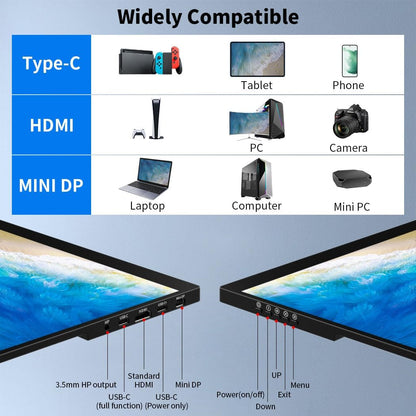 Portable 16 Inch OLED Touch Screen Monitor 3840 x 2400 100% P3 MPP Stylus 1MS Eye Care for Laptop Mac NUC Mini PC VESA & Integrated Stand - QUORE