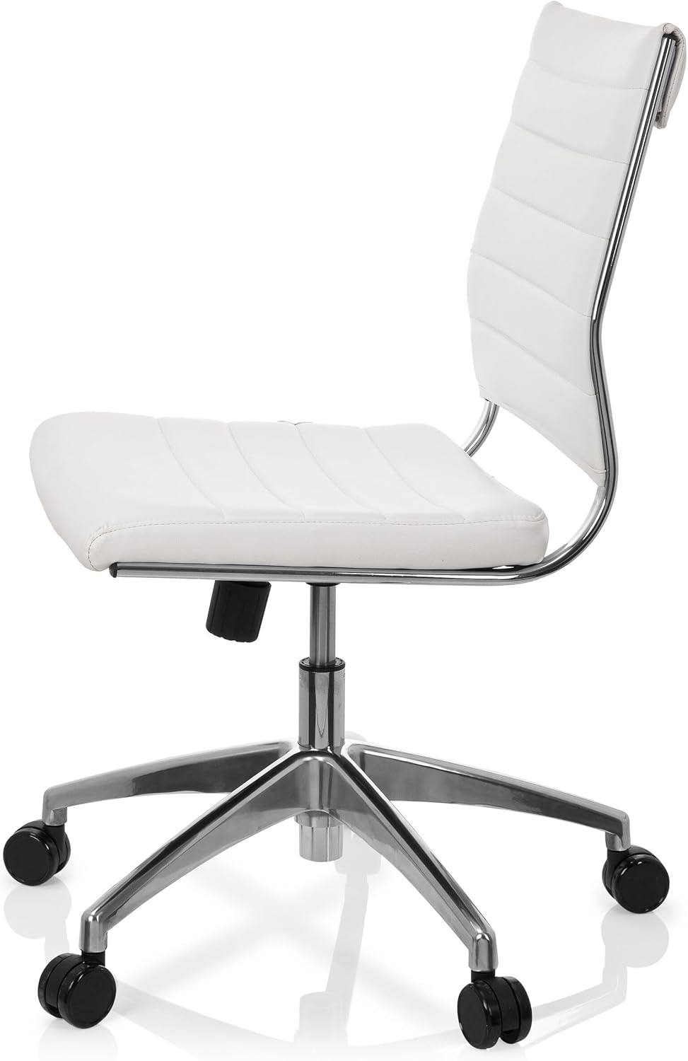hjh OFFICE 720003 professionele bureaustoel TRISHA kunstleer wit moderne draaistoel zonder armleuningen, gewatteerde bekleding