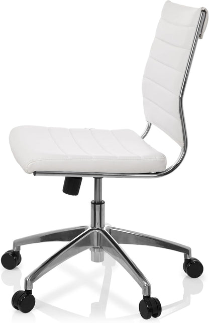 hjh OFFICE 720003 professionele bureaustoel TRISHA kunstleer wit moderne draaistoel zonder armleuningen, gewatteerde bekleding
