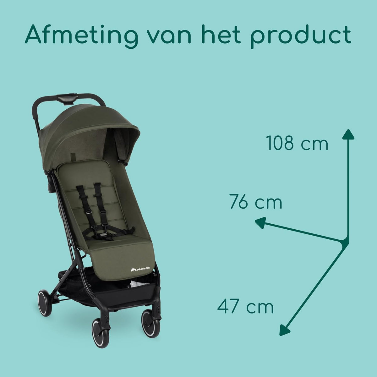 Bebeconfort Soko Ultracompacte Kinderwagen, 0 maanden tot 3,5 jaar, 0-15 kg, Mineral Green