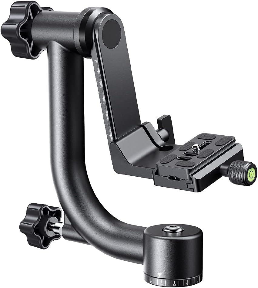 K&F Concept Panoramische statiefkop 360° van aluminium, standaard 1/4 inch snellade en waterpas, hefbereik 70 mm, belasting 20 kg, voor DSLR digitale spiegelcamera