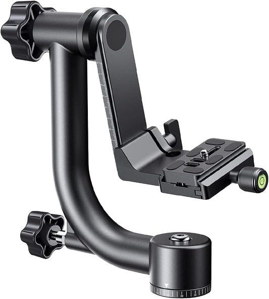 K&F Concept Panoramische statiefkop 360° van aluminium, standaard 1/4 inch snellade en waterpas, hefbereik 70 mm, belasting 20 kg, voor DSLR digitale spiegelcamera