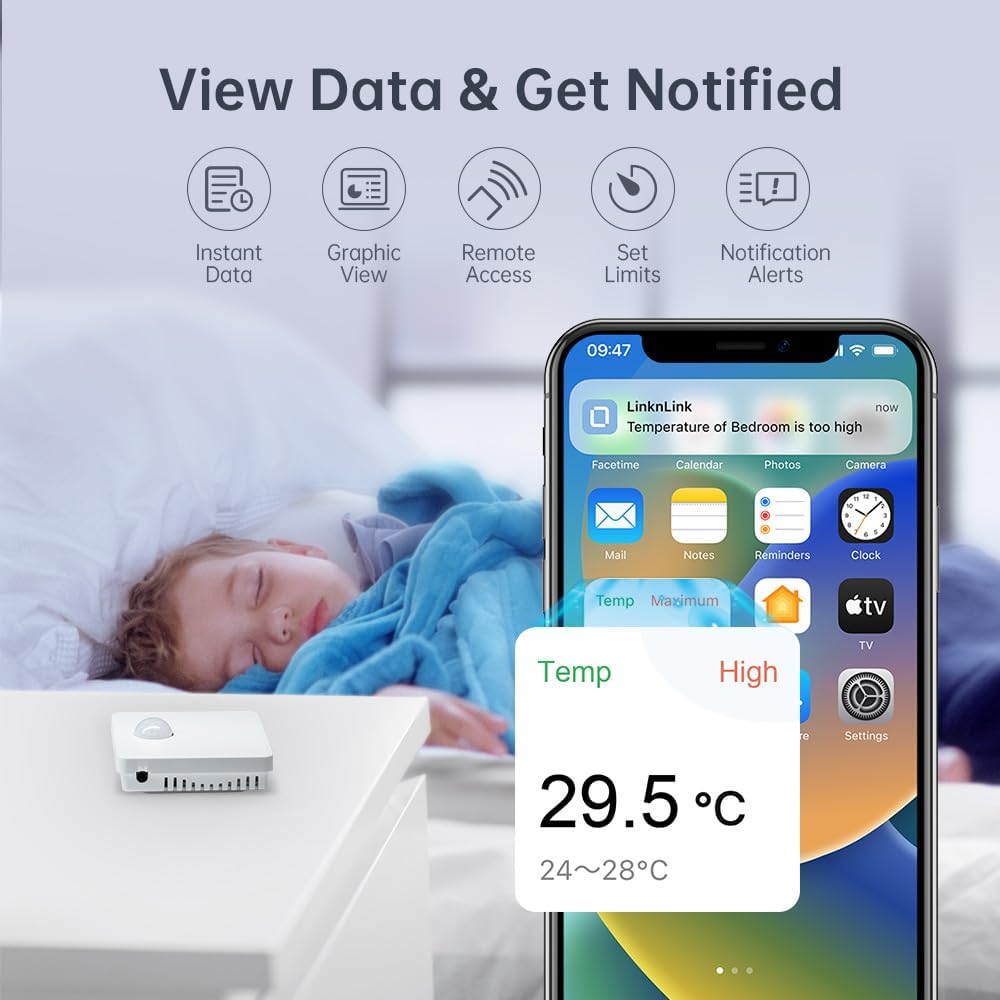 5-in-1 slimme multisensor, temperatuur en vochtigheid, PIR-bewegingssensor, helderheidssensor en schakelknop voor automatisering, batterijvoeding