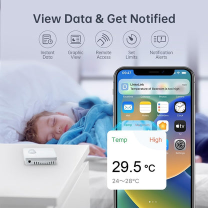 5-in-1 slimme multisensor, temperatuur en vochtigheid, PIR-bewegingssensor, helderheidssensor en schakelknop voor automatisering, batterijvoeding