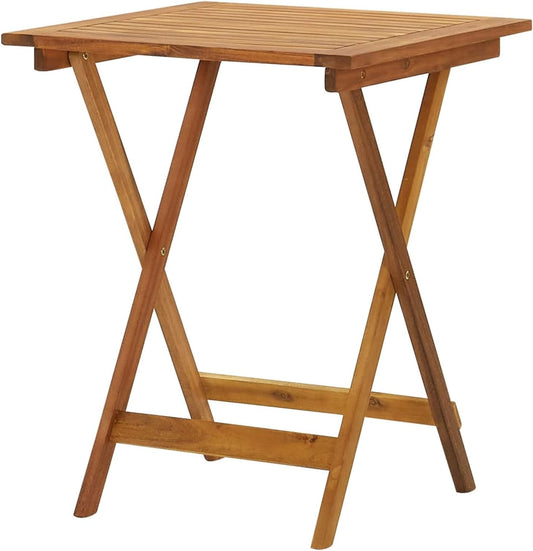 Tidyard Folding Garden Table, Wooden Table, Bistro Table, Garden Table, Balcony Table, Patio Table, Acacia Wood, Solid, 60 x 60 x 75 cm - QUORE
