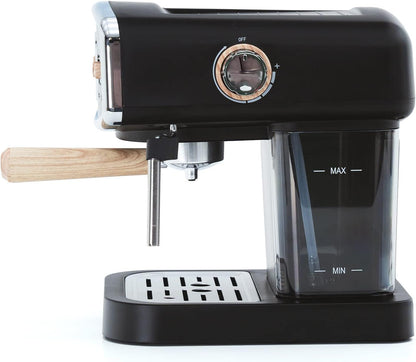 Kai Espressomachine, halfautomatisch, 1050 W, 15 bar, capaciteit voor 5 kopjes met stoompan, matzwart, met verwarmd bovenblad