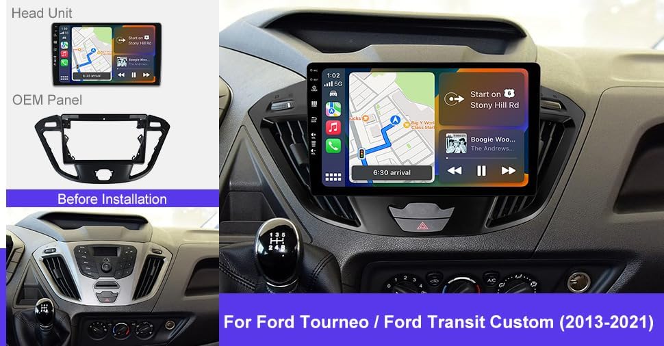 MSD Ingebouwd DAB - Autoradio Voor Ford Tourneo Transit Custom (2013-2021) | Android 15 GPS Navi Radio | CarPlay Android Auto Stuurwiel WiFi DSP Bluetooth | MIC Camera | 4G+64G Octa-Core 2 Din 9 Inch