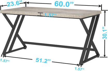 LVB Computerbureau, lang, industrieel design, studie, houten tafel, 152 x 60 x 75,5 cm, grijs