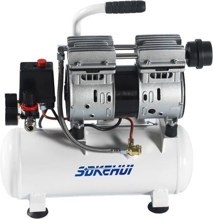 Fluistercompressor – Olievrije Compressor – Stille Luchtcompressor – Persluchtcompressor – Compressor Ketel – 9 Liter – 550 W – Ultra Stil 58 dB