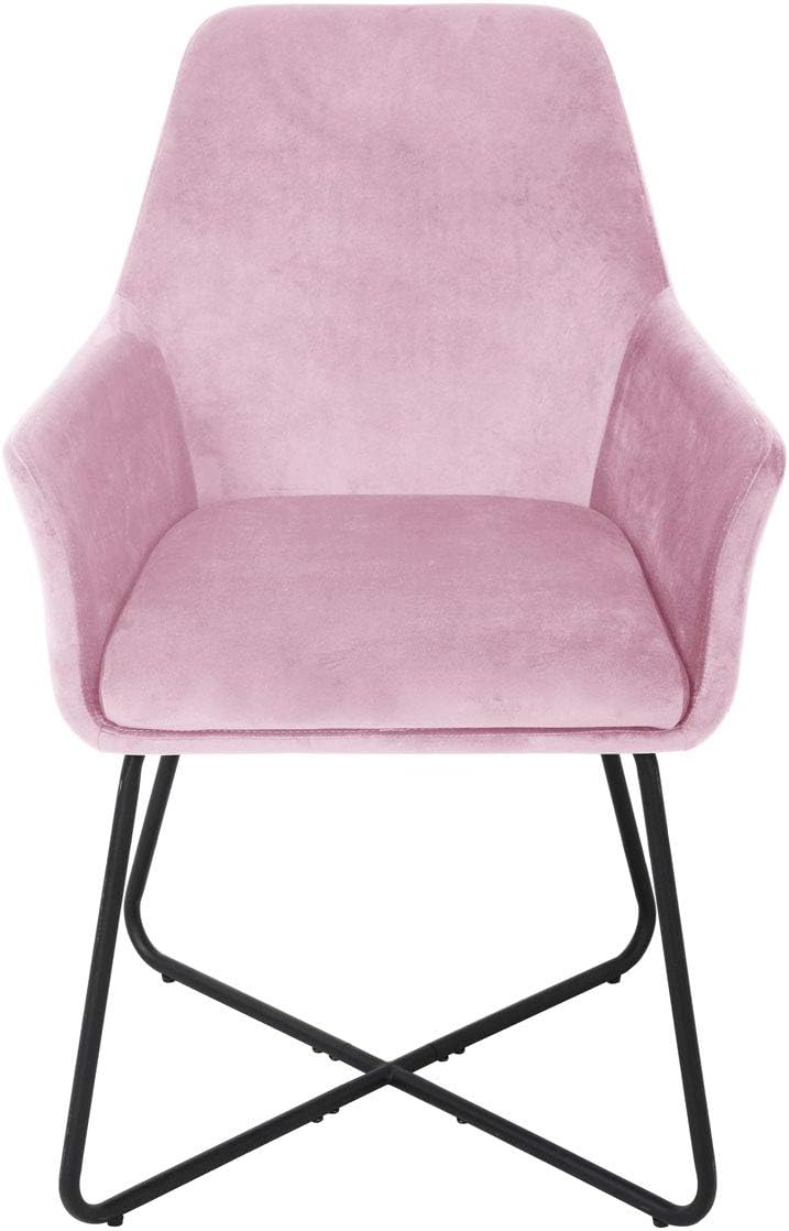SVITA Josie Dining Set van 2 eetkamerstoelen, fauteuil, gestoffeerde stoel, fluweel (roze)