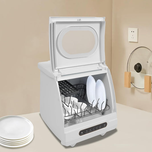 Table Dishwasher with Water Tank/Touch Control, Mini Dishwasher with/Without Water Connection, Single Table Dishwasher, Small Dishwasher for Homes, Camping and Motorhomes - QUORE