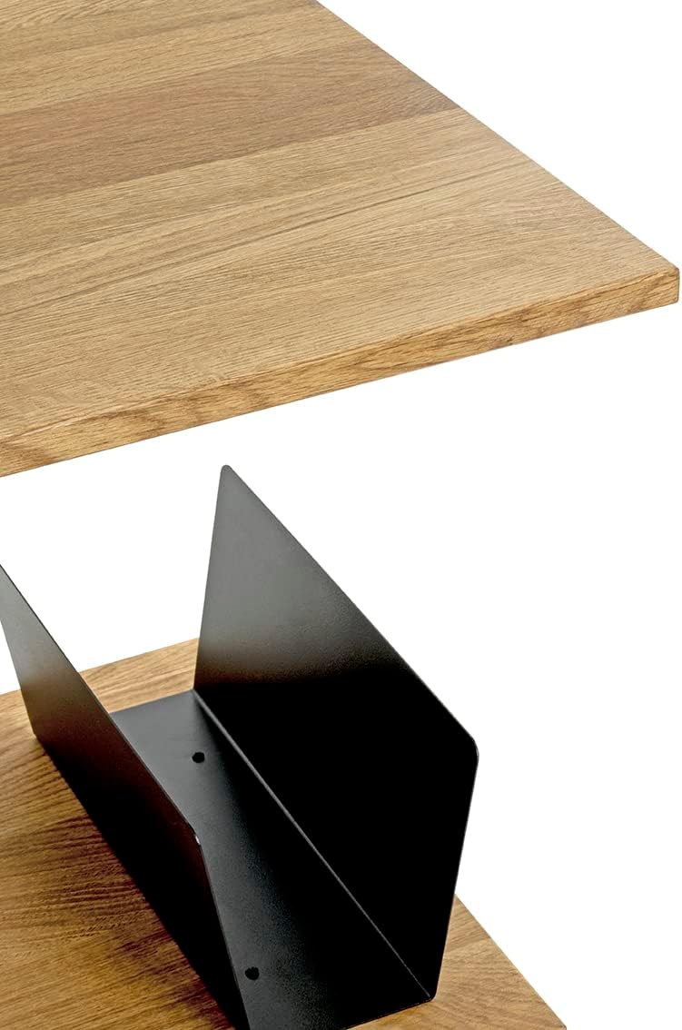 HAKU Bijzettafel eiken, zwart, Massief hout, metaal - Maat: B 45 cm x H 45 cm x D 45 cm, Stijl: Modern