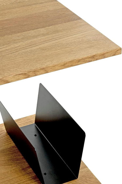 HAKU Bijzettafel eiken, zwart, Massief hout, metaal - Maat: B 45 cm x H 45 cm x D 45 cm, Stijl: Modern