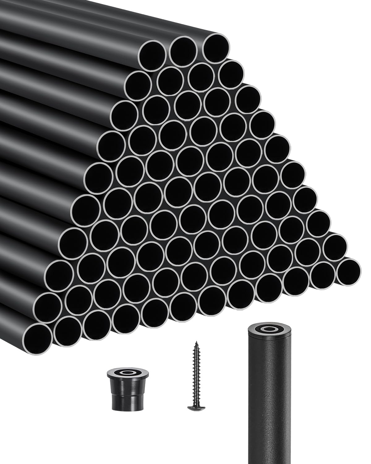VEVOR Baluster Set of 101, φ19 x 813 mm Aluminium Stair Baluster, Round Rod, Decorative Rod, Hollow Ceiling Rail with Handrails and Screws for Stairs, Porch, Patio, Fence, Black