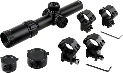 FOCUHUNTER 1,5 - 6 x 24 mm telescoop, zijdelingse parallaxcompensatie optische monoculair, groene volledig multigecoate 30 mm buiszoeker met 4 montageringen
