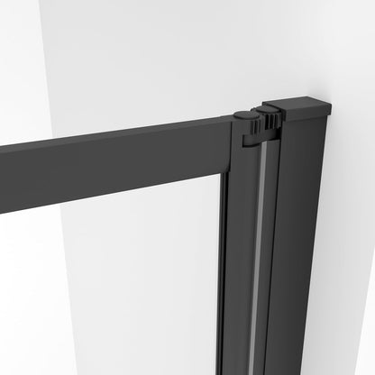 MARWELL Douchewand Triple Black 3-delig, 125 x 143 cm, opvouwbare douchewand voor badkuip, 4 mm veiligheidsglas, mat zwart