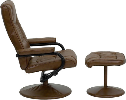 Flash Furniture Hedendaagse fauteuil en Ottomaanse fauteuil met lederen basis, metaal, Palimino, 72,39 x 58,42 x 39,37 cm