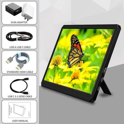 10,8 inch draagbare monitor, 1920 x 1080 FHD-scherm, met HDMI/USB-C, draagbaar display voor laptop/mini-pc/pc/Mac/gameconsole