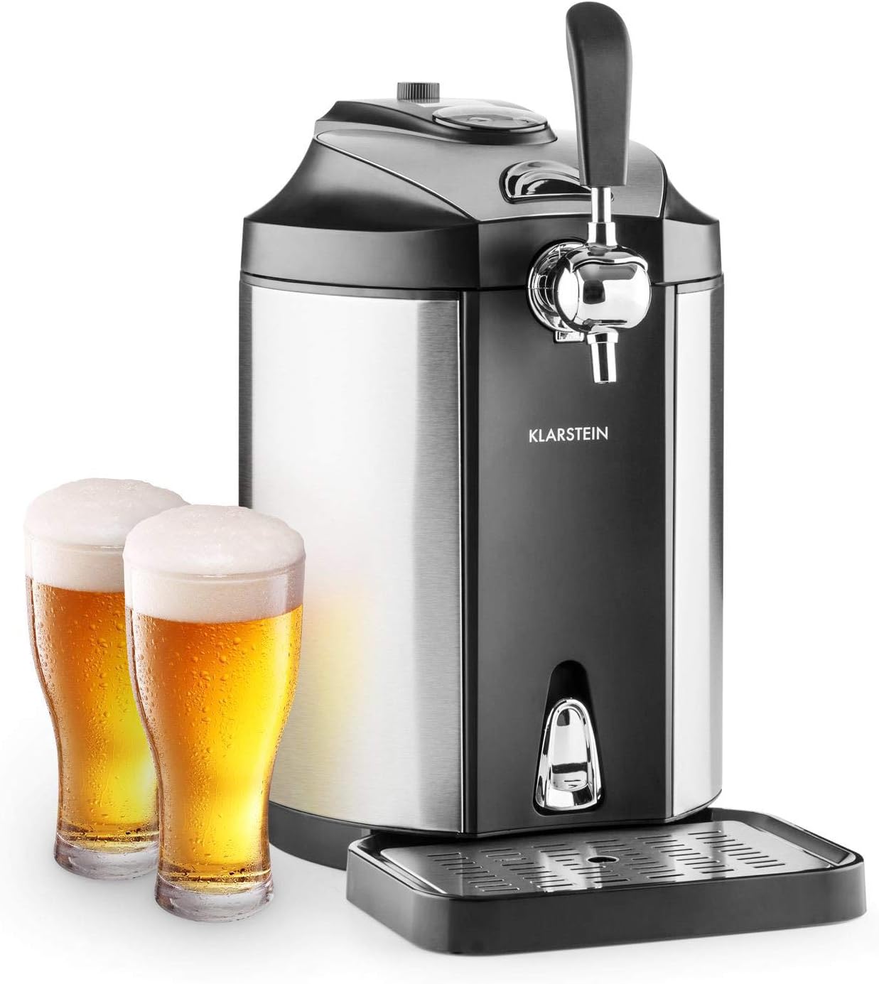 Klarstein Skal Universele biertapinstallatie, tapinstallatie met geïntegreerde bierkoeler, koeling tot 2-12 °C, 5 liter met koeling. Thermo-elektrisch koelsysteem, 38 dB, grijs zilver
