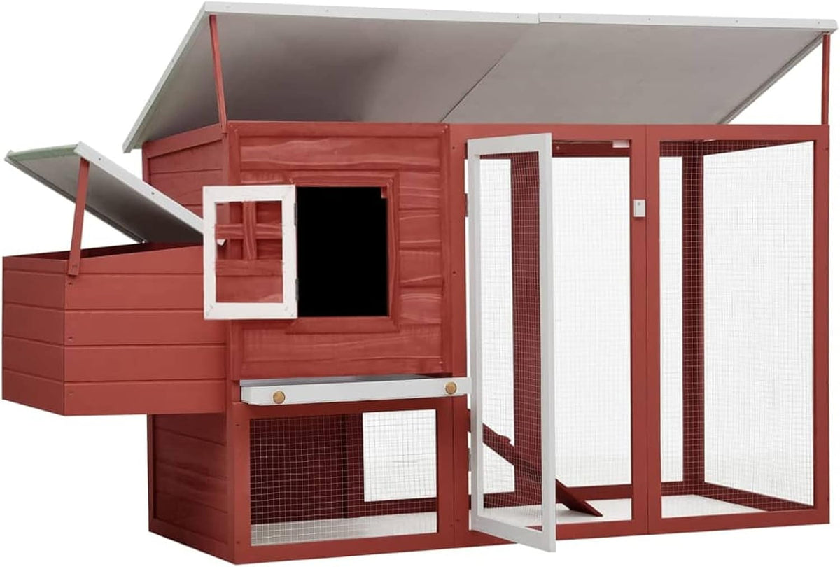 Gecheer Outdoor chicken coop with 1 red wood breeding house