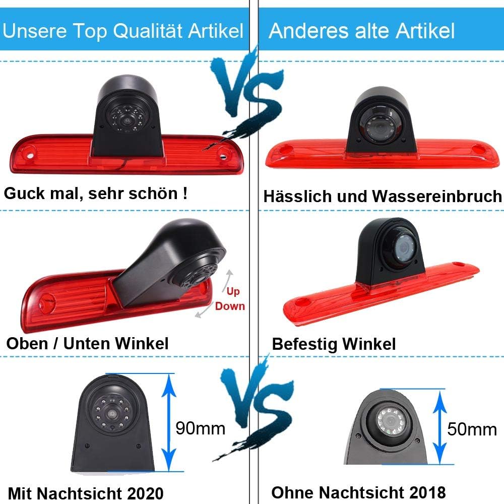 Auto derde remlicht achteruitrijcamera + 7 inch LCD TFT monitor nachtzicht IR HD achteruitrijcamera voor Van Fiat Ducato X250 X290/Peugeot Boxter/Citroen Jumper