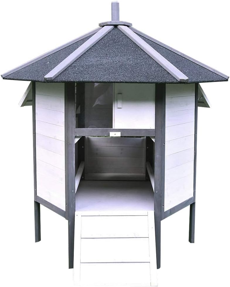 Kippenhok – Kippenverblijf – Pluimveehok – Kippenren – Houten Kippenhok – Ruim 131x125 cm – Waterdicht Dak - QUORE