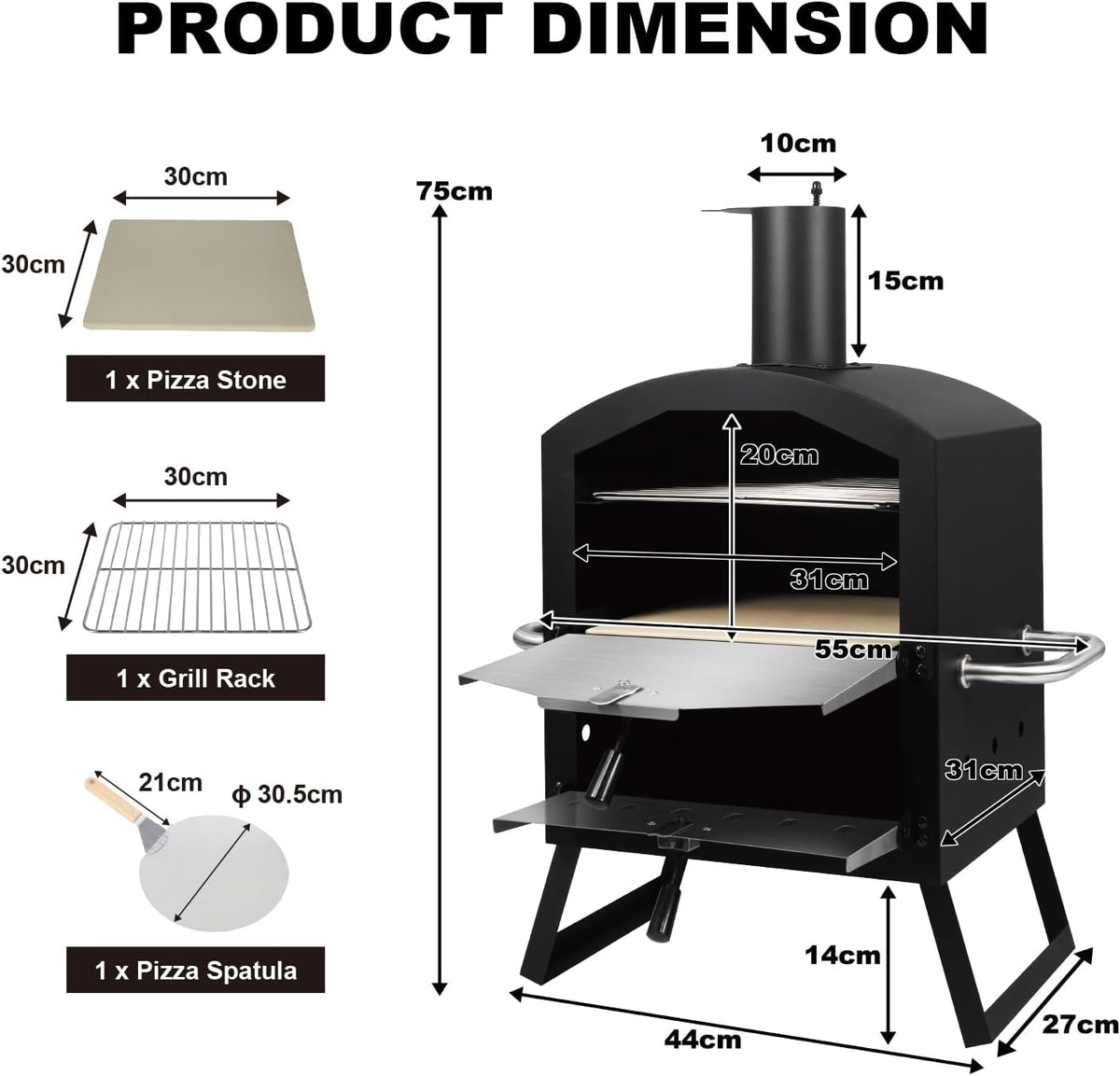 Pizzaoven – Houtoven – Outdoor Oven – Grilloven – Rookoven – Knapperige Pizza – Weerbestendig Gecoat Staal