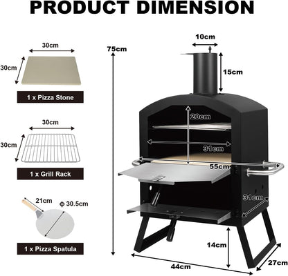 Pizzaoven – Houtoven – Outdoor Oven – Grilloven – Rookoven – Knapperige Pizza – Weerbestendig Gecoat Staal