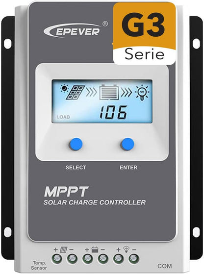 EPEVER® MPPT Tracer-AN G3 – Tracer4210AN G3 Zonnelaadregelaar, 40A, 12/24VDC auto work, PV 100V, LCD Display, Gemeenschappelijke negatieve aarding