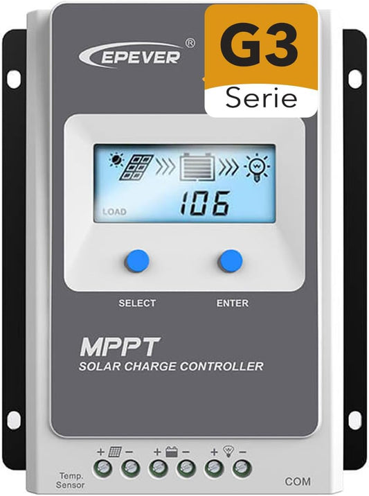 EPEVER® MPPT Tracer-AN G3 – Tracer4210AN G3 Zonnelaadregelaar, 40A, 12/24VDC auto work, PV 100V, LCD Display, Gemeenschappelijke negatieve aarding