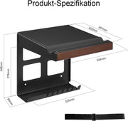 Fietsaccessoiresrek - Accessoireshouder - Wandhouder - voor Fietsen - met Plankhaken - Compact - Robuust Design - Beschermkussen - Extra Opbergruimte - Eenvoudige Installatie - 32.4 x 35.7 x 34.8 cm - Zwart