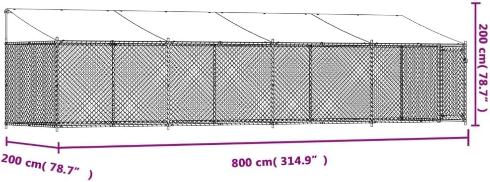 Dog Cage with Roof and Door grey 8x2x2m galvanized steel, Walk In Chicken Coop Galvanized Chicken Coop, Chicken Coop, Chicken Coop, Chicken Coop, Cage, Rabbit Hutch, Pet Box, Backyard