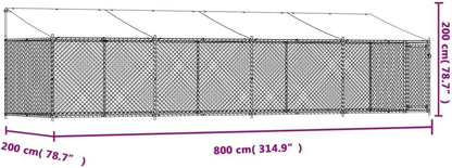 Dog Cage with Roof and Door grey 8x2x2m galvanized steel, Walk In Chicken Coop Galvanized Chicken Coop, Chicken Coop, Chicken Coop, Chicken Coop, Cage, Rabbit Hutch, Pet Box, Backyard