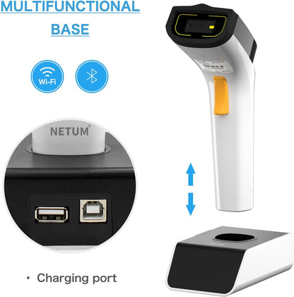 NETUM Wireless Wi-Fi 2D Barcode Scanner Connect with TCP UDP Network Protocols, Hands Free Automatic Sensing Bar Code Reader 1D 2D QR pdf417 Scan Gun Suitable for inventory, POS industry - DS2800