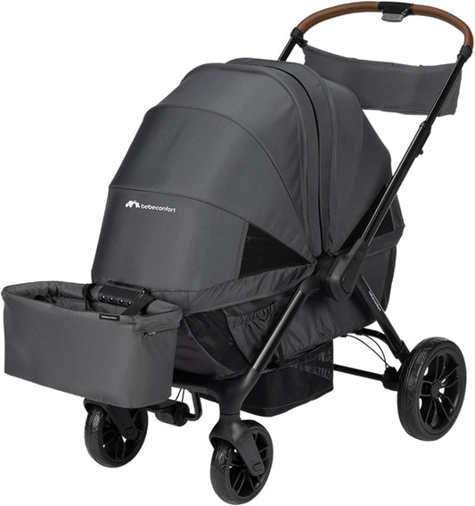 Bebeconfort Helios, Duo kinderwagen, 0-4 jaar, 0-22 kg, 2 zitplaatsen tegenover elkaar, Grote all-terrainwielen, Compact opvouwbaar, Bolderkar voor kinderen, Beschermende zonnekap, Mineral Graphite
