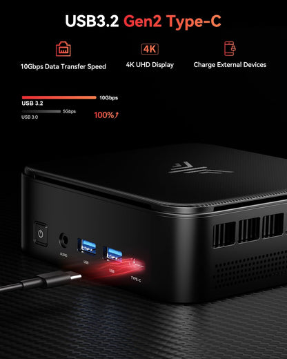 NiPoGi E3B Mini-pc, MD Ryzen 5 7430U (tot 4,3 GHz), 32 GB (2 x 16 GB) DDR4 1 TB M.2 SSD, mini-computer met W11 PRO|4K Triple Display|BT5.2|WiFi 6 voor zakelijke kantoren, design, thuisbioscoop