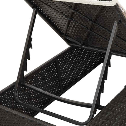 vidaXL Lounger 2-person with roof and curtains poly rattan black - QUORE