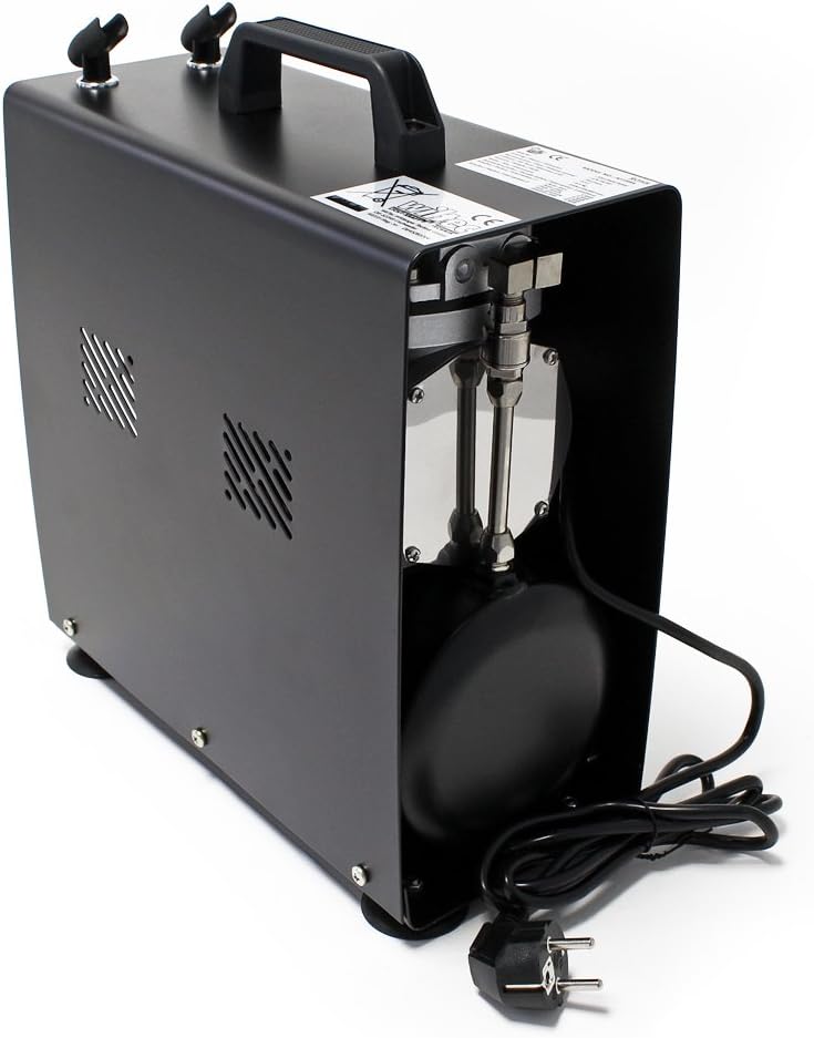 Wiltec airbrush compressor AF189A met luchttank en 1 cilinder luchtdruk tot 6 bar met automatische uitschakelfunctie en manometer