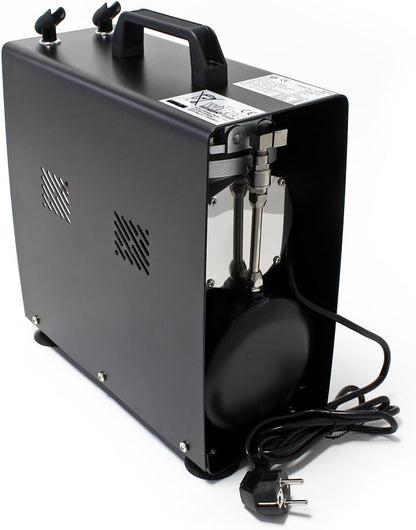 Wiltec airbrush compressor AF189A met luchttank en 1 cilinder luchtdruk tot 6 bar met automatische uitschakelfunctie en manometer