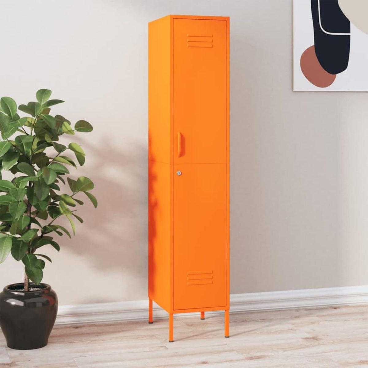 Gecheer Closet, Changing Cabinet, Metal Cabinet, Metal Cabinet, File Cabinet, Storage Cabinet, Cabinet with 4 Shelves, Steel, Orange, 35 x 46 x 180 cm - QUORE