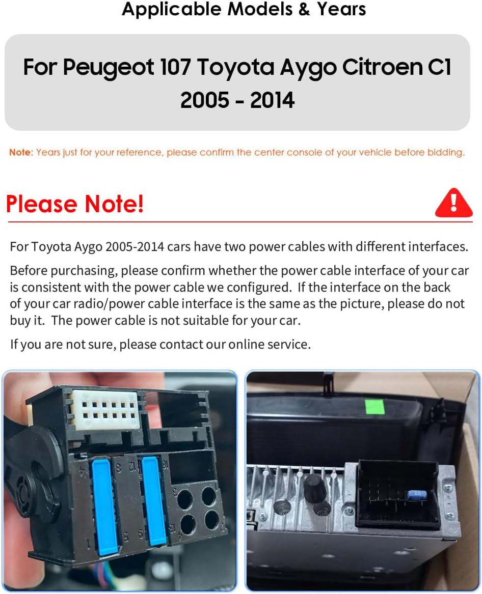 Android 13 autoradio, 10,1 inch touchscreen, 4-core voor Peugeot 107/Toyota Aygo/Citroen C1 2005-2014 WiFi CarPlay/Android Auto Bluetooth 4G SWC GPS RDS 2 GB + 64 GB