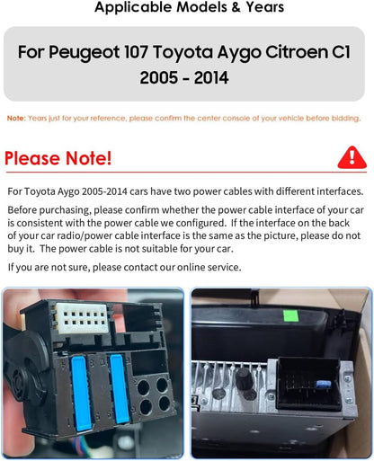 Android 13 autoradio, 10,1 inch touchscreen, 4-core voor Peugeot 107/Toyota Aygo/Citroen C1 2005-2014 WiFi CarPlay/Android Auto Bluetooth 4G SWC GPS RDS 2 GB + 64 GB