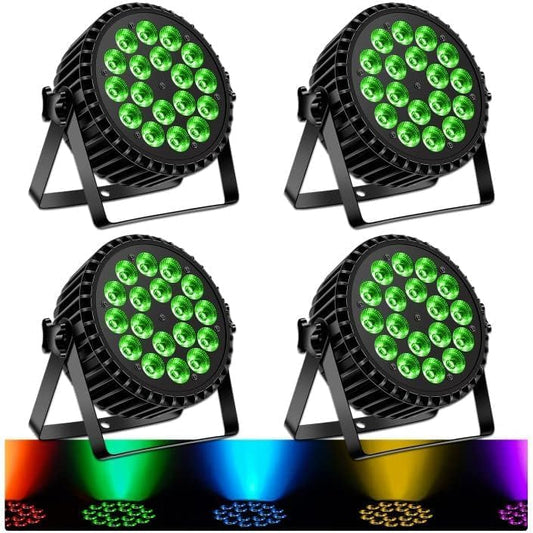 Led-schijnwerper, 200 W, 18 leds, podiumlicht, discolicht, 8 kanalen, led, RGBW, DMX Strobe, geluid, actieve modus, verlichting DJ, lichteffect voor show, bar, KTV, party, Halloween, 4 stuks
